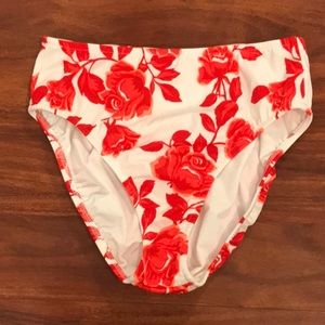 Vintage Venus high-rise bikini bottoms size 10 red white floral